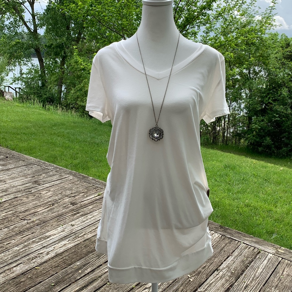 NWOT white shirt with side buttons
